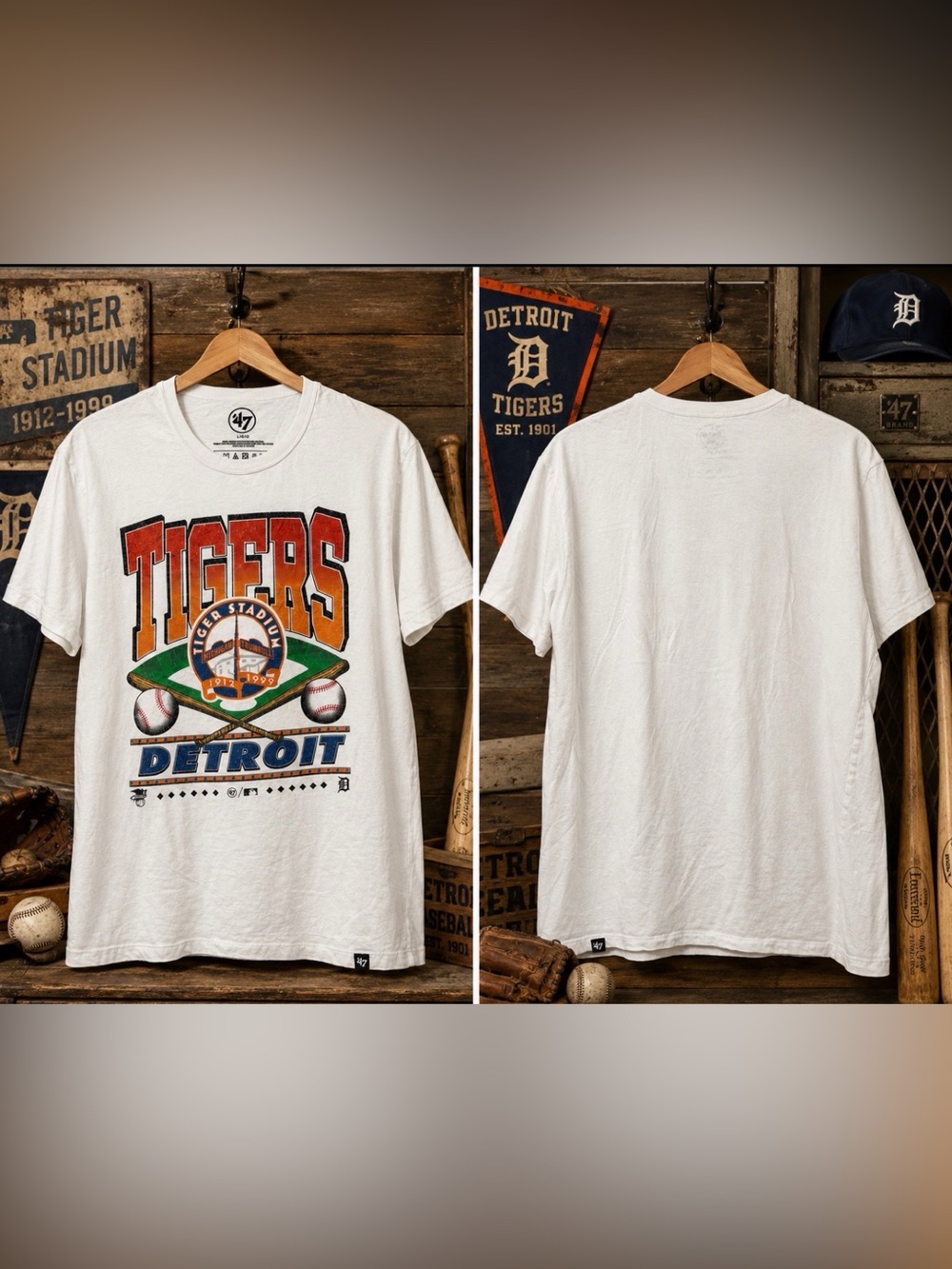 47 brand Detroit tigers tiger stadium graphic t shirt size large